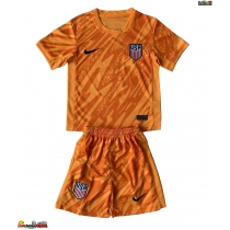 Camisa de Futebol Estados Unidos Goleiro Equipamento Secundário Infantil Copa America 2024 Manga Curta (+ Calças curtas)